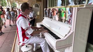 Disney Piano Player Grayson Smith at Casey’s Corner in Magic Kingdom [upl. by Omolhs737]