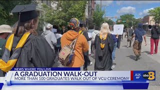 VCU graduates walk out of commencement ceremony in protest as Gov Youngkin began keynote speech [upl. by Drawde323]