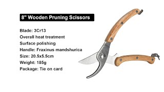 VERTAK 8quot Garden Shears Sharp Secateurs Pruning Scissors for Gardening with Wooden Handle TG1301141 [upl. by Anahoj]