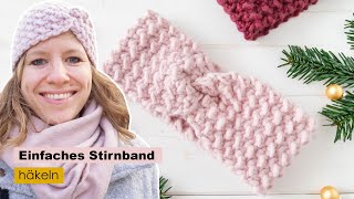 Einfaches Stirnband mit Körnchenmuster häkeln  DIY Geschenk 🎁 [upl. by Atteram]