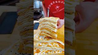 How to make Thousand Layer Pancake with Leavened Dough streetfood satisfyingvideo [upl. by Ydneh]