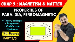 Properties of Para Dia amp Ferromagnetic material💥Part 33 Chapter 5 Magnetism amp Matter 💥12th Physics [upl. by Neelhtakyram523]