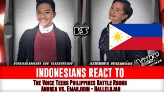 Indonesians React To The Voice Teens Philippines Battle Round Andrea vs Emarjhun  Hallelujah [upl. by Jean]