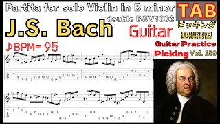 TABPartita No 1 for Solo Violin in B Minor BWV1002 Ib Double JS Bach Electric Guitar Classic [upl. by Anivek]