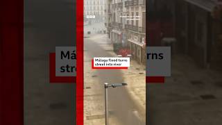 Málaga flood turns street into river after Spain torrential rain Spain BBCNews [upl. by Dinan]