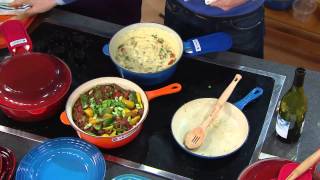 Le Creuset 375qt Round Cast Iron 2 in 1 Pan with David Venable [upl. by Lockwood]