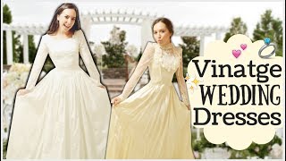 TRYING ON REAL VINTAGE WEDDING DRESSES [upl. by Havens]