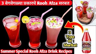 3 Types of Rooh afza drink recipes  rooh afza sharbat recipe  rooh afza drink recipe  Rooh afza [upl. by Nellad]