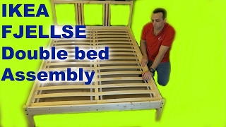 IKEA FJELLSE Double Bed Frame Assembly with LURÖY slatted bed base [upl. by Enelra342]