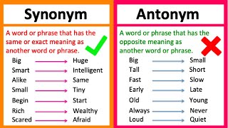 SYNONYM vs ANTONYM 🤔  Whats the difference  Learn with examples [upl. by Zerimar]