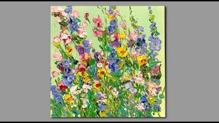 Acrylic Palette knife Painting  Spring Flowers [upl. by Nicko]