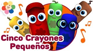 Cinco Crayones Saltando en La Cama  5 Monitos  Musica Para Niños  Pandilla de Colores  BabyFirst [upl. by Hebel]