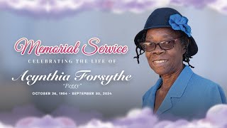 Memorial Service Celebrating the Life of Acynthia Peggy Forsythe  Sabbath November 2 2024  4 PM [upl. by Erotavlas]