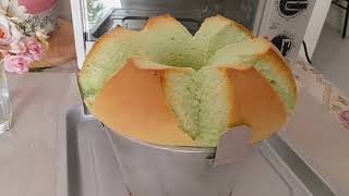 100 SUKSES LEMBUT Resep CHIFFON CAKE Pandan [upl. by Ilram]