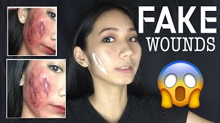 FAKE WOUNDS HALLOWEEN MAKEUP LOOK philippines  Angelica Marañon [upl. by Finegan]