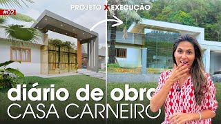 FACHADA MODERNA com Muro de Vidro e Escada de Mármore • DIÁRIO DE OBRA 2 • LARISSA REIS [upl. by Nissie]