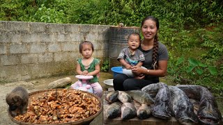 How to harvest turmeric and giant fish  bring it to the market to sell with your children [upl. by Mehitable]