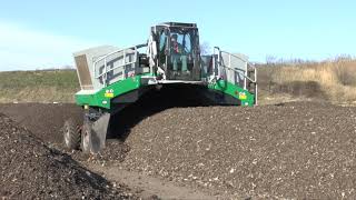 Komptech Topturn X55 Compost Windrow Turner  MSW Fines Processing [upl. by Nylsor]