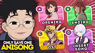 🎶 Save One ANIME Song 👊 OPENINGS vs ENDINGS vs OST vs INSERT SONGS 👊 Anime Quiz [upl. by Milan]