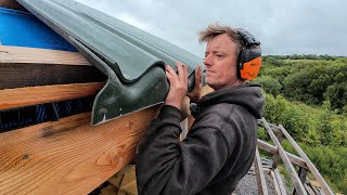 Timber Framed Barn Part 27 Braces And Roof Sheets [upl. by Adnhoj]