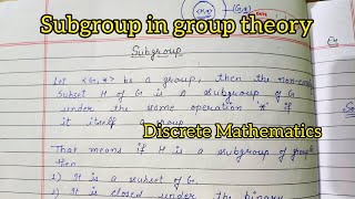 Subgroup in Group Theory With Example  Discrete Mathematics  Algebraic Structure [upl. by Schofield]