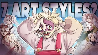 THE INSANE STYLE CHALLENGE Drawing in 7 Anime styles [upl. by Solohcin517]