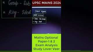 UPSC Mains 2024 Maths Optional Analysis shorts upsc upscpreparation optional mathsoptional [upl. by Nagel360]