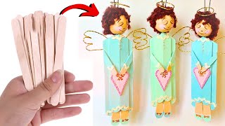 DIY Angel from Popsicle Sticks  Easy Christmas Craft Tutorial 🎄👼 [upl. by Tadd]