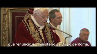 Renúncia de Bento XVI  anúncio diante dos Cardeais no Consistório legendado em Português [upl. by Azral]