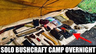 Solo Survival Bushcraft Camping Overnight Bushcraft Kit and Gear [upl. by Eilsil]