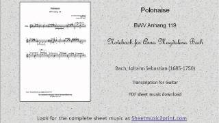 Bach  Polonaise BWV Anhang 119  Guitar [upl. by Repinuj409]