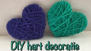 DIY VALENTIJN DECORATIE HARTJES van karton en wol knutselen  DIY DECO HEARTS craft [upl. by Edik838]