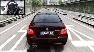 BMW E60 530d DPF off remapped  Assetto Corsa  Steering Wheel Gameplay [upl. by Jason]