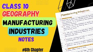 Manufacturing industries notes class 10 CBSE  Geography chapter 6 handwritten notes  cbse10th [upl. by Gaut]