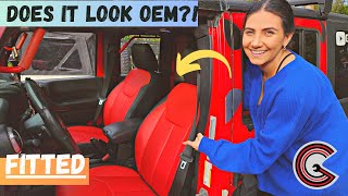 CHEAPEST LEATHER Seat Upgrade for Jeep Wranglers with Cloth Seats  How does it look Lets find out [upl. by Zenger601]