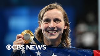 Katie Ledecky wins gold in 1500 freestyle 8th Olympic gold of her career [upl. by Olva575]