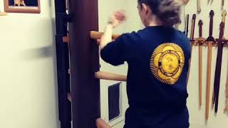 Wing Chun Wooden Dummy Training  footwork [upl. by Sateia]