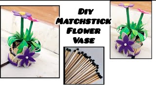 diy beautiful flower vase from matchsticks easy craft making at home flowervase homedecor [upl. by Fink]