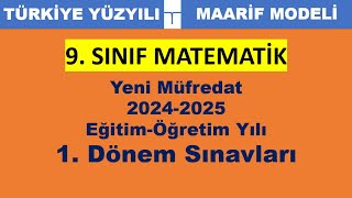 20242025 eğitimöğretim yılı 9 sınıf matematik sınav takvimi 1 dönem sınavları ve ortak sınav [upl. by Jacobson26]