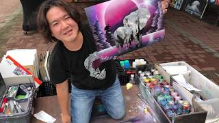 Street Artist Speed Painting Elephant Spray Art Eden [upl. by Sosthena]