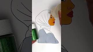 DIY glitter sparkling hijab coloring ideas for kids kids hijab kidsart kidsvideo art [upl. by Eade625]