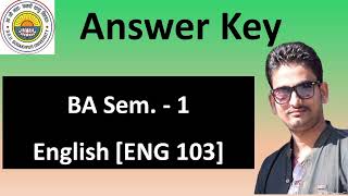 Answer Key ENG 103 BA Semester  1 English End Term Exam Dated 19 012023  DDUGU Gorakhpur [upl. by Newhall]