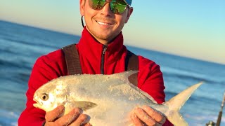 POMPANO FISHING IS ON 🔥🔥 surf fishing for pompano Pensacola Florida [upl. by Fallon749]