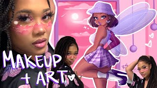 MAKEUP Inspired by MY ART  Makeup and Draw with Me  Cosplay Winx Chit Chat 💗✨ [upl. by Sidonie952]