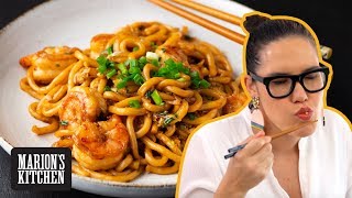 15minute Garlic Shrimp Udon Noodles  Marions Kitchen [upl. by Drofla890]