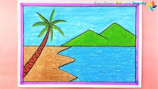 Scenery Drawing😍😍VERY Easy Drawing 🔴 Painting [upl. by Aili]