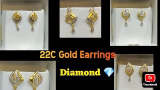 22C Gold Diamond Earrings for womenLatest Gold Earrings Design 2024 goldearringdesignsjewellery [upl. by Elak]