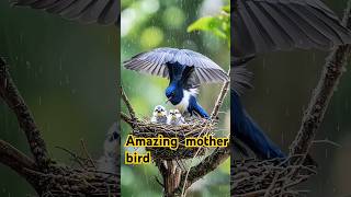 Amazing mother bird ♥️ shortsfeed mother protect babybirds lovely moment short ytshorts [upl. by Annahaj]