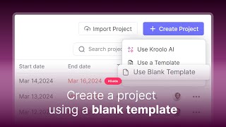 Create a Project Using a Blank Template in Kroolo [upl. by Koziarz545]