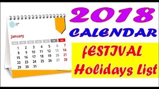 2018 calendar with holidays [upl. by Eadie398]